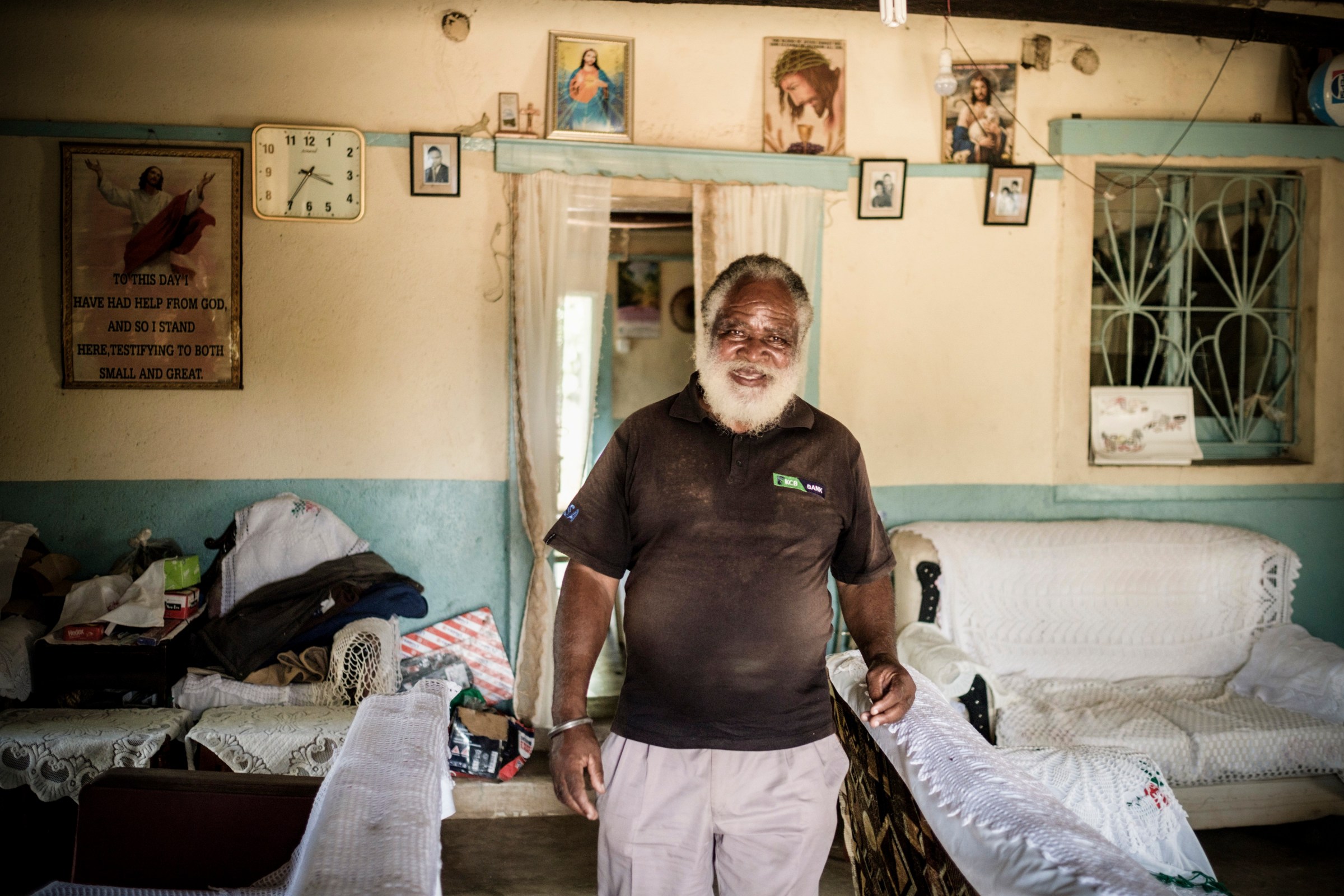 Samson, 72, at his home in the Bondo region of Kenya, on October 3, 2018. Samson receives $22 a month from the American NGO GiveDirectly.