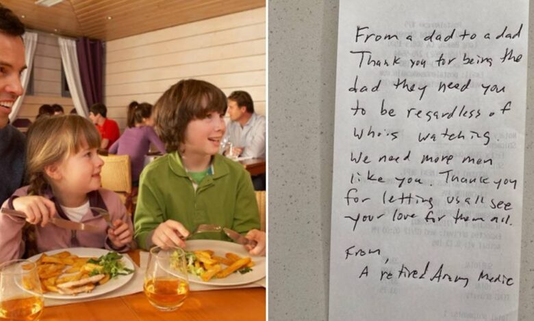 Dad gets sweet note from vet while eating breakfast with family Dad gets sweet note from vet while eating breakfast with family